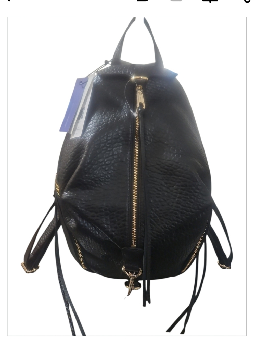 Rebecca Minkoff Julian Black Pebbled Leather Backpack - Gold Hardware NWT - Picture 7 of 15